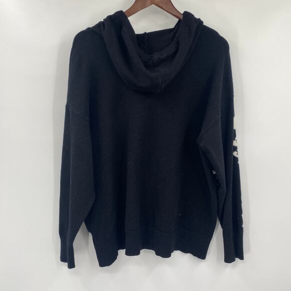 Torrid Knit Leopard Graphic Hooded Sweater Intarsia Knit Black White Womens 1X - Picture 4 of 8